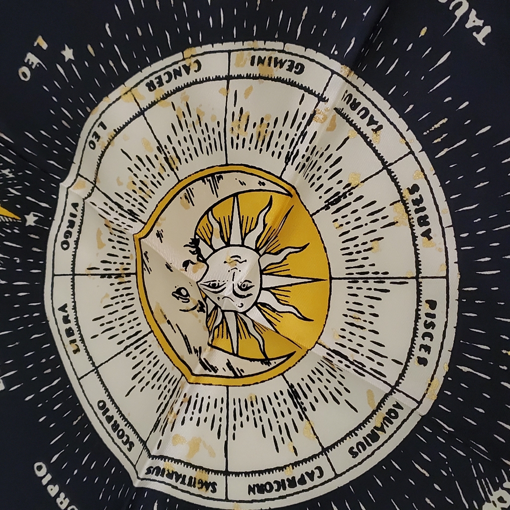 New Zodiac Navy Blue Silk Scarf No Exchanges